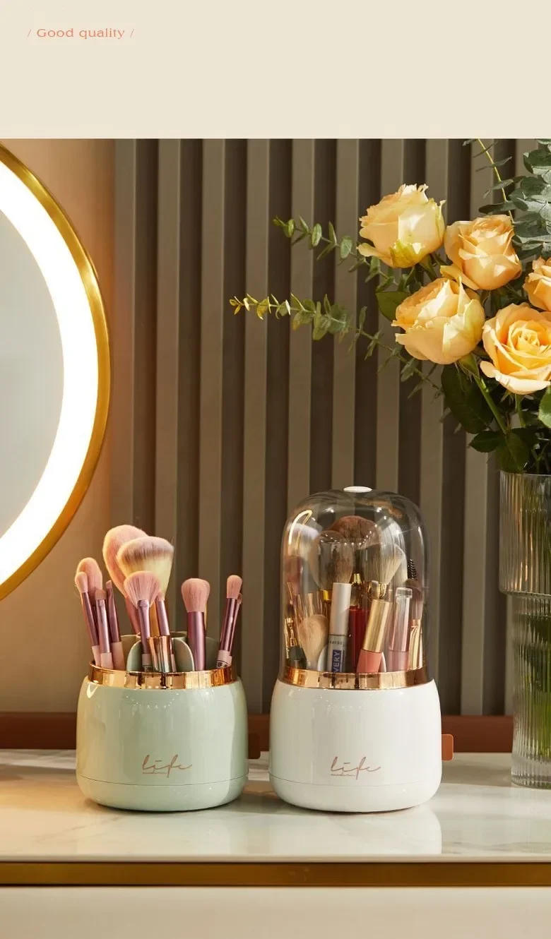 Description Picture 4 of item360Â° Rotating Makeup Brushes Holder Portable Desktop Makeup Organizer Cosmetic Storage Box Make Up Tools Jewelry Container