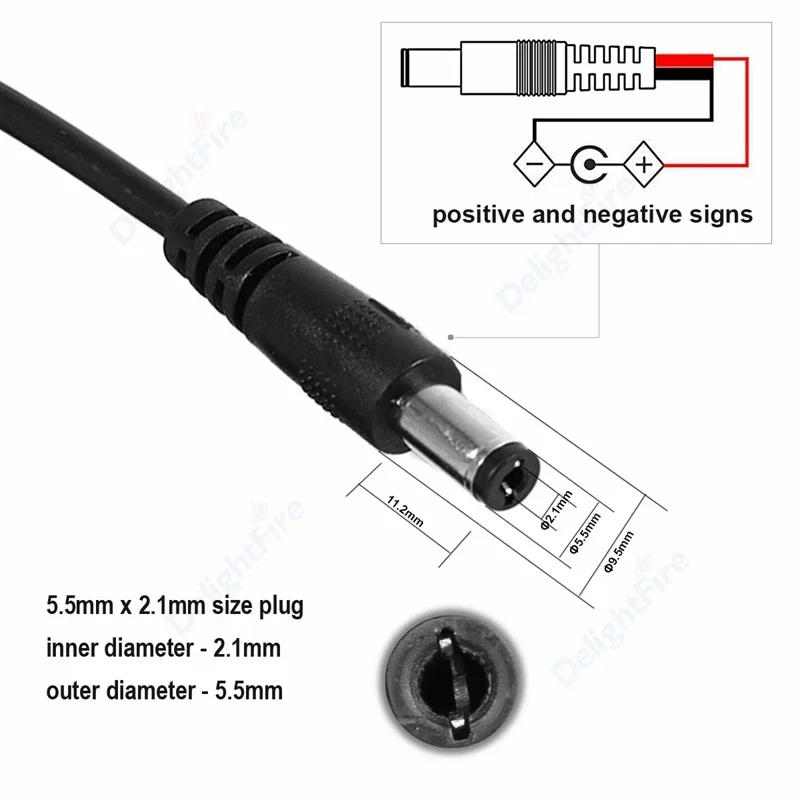 Description Picture 5 of itemDC Power Splitter Cable 1 To 2/3/4/5/8 Way Jack 5V 12V 5.5*2.1mm Power Adapter Connector Cord For LED Strip Lights CCTV Camera