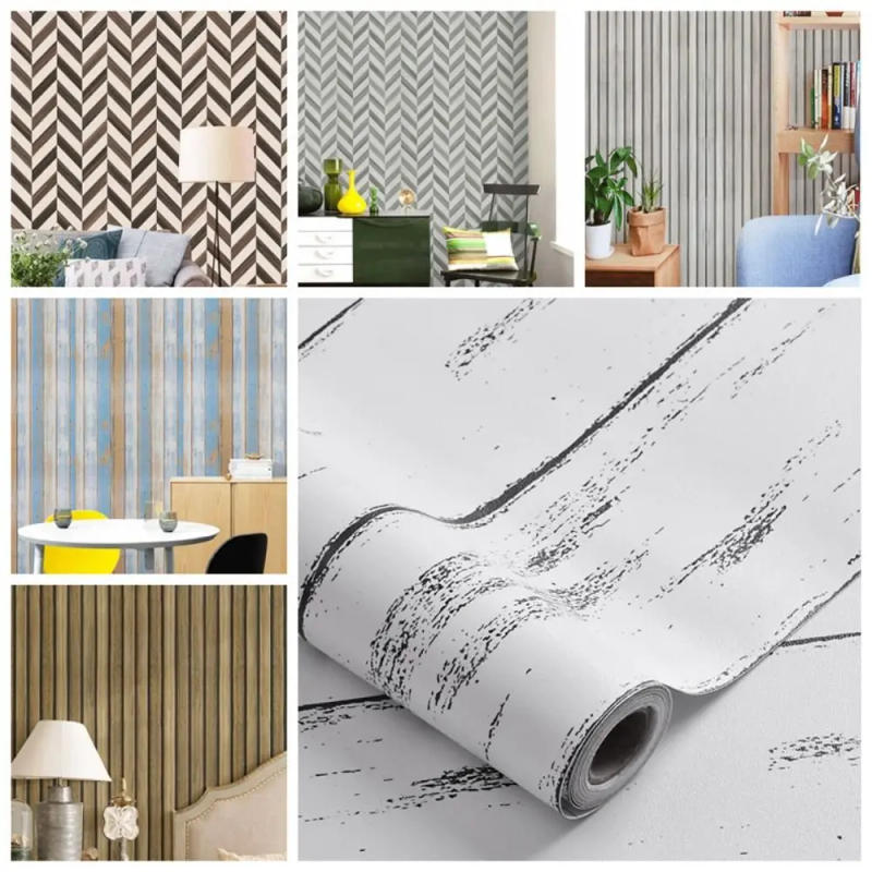 Description Picture 2 of itemWaterproof Self-adhesive Wallpaper Antifouling Easy To Clean Background Wall Sticker Free Tailoring PVC Wood grain wall stickers