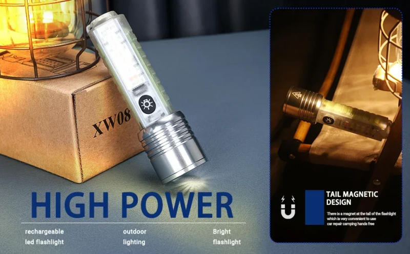 Description Picture 4 of itemSpotlight Long-range Strong Light XPG Focusing Flashlight Type-C Charging With Strong Magnetic Pen Clip Fluorescent Keychain