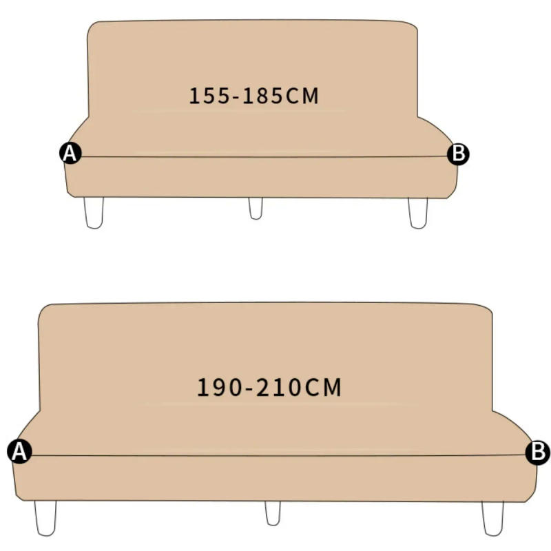 Description Picture 2 of itemSolid Color Armless Sofa Bed Cover Elastic Cheap Couch Covers for Living Room Washable Removable Slipcovers Folding Settee Case