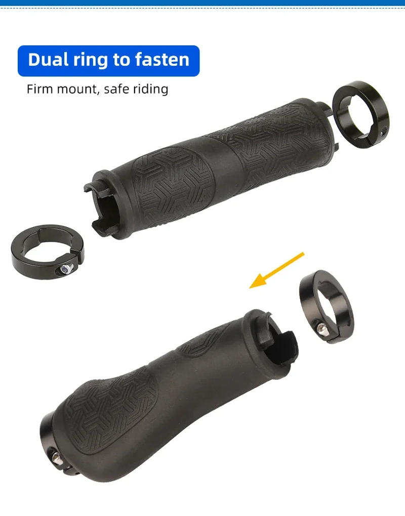 Description Picture 5 of itemDual Ring Lock Long Short Handlebar Grips Streamlined MTB Folding Bicycle Twist Shifter Hand Rest Scooter Rubber Casing Sheath