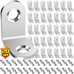 90 Degree L Joint Brackets Stainless Steel Angle Connectors Corner Brace Furniture Wood Shelf Door Cabinet Fastener with Screws