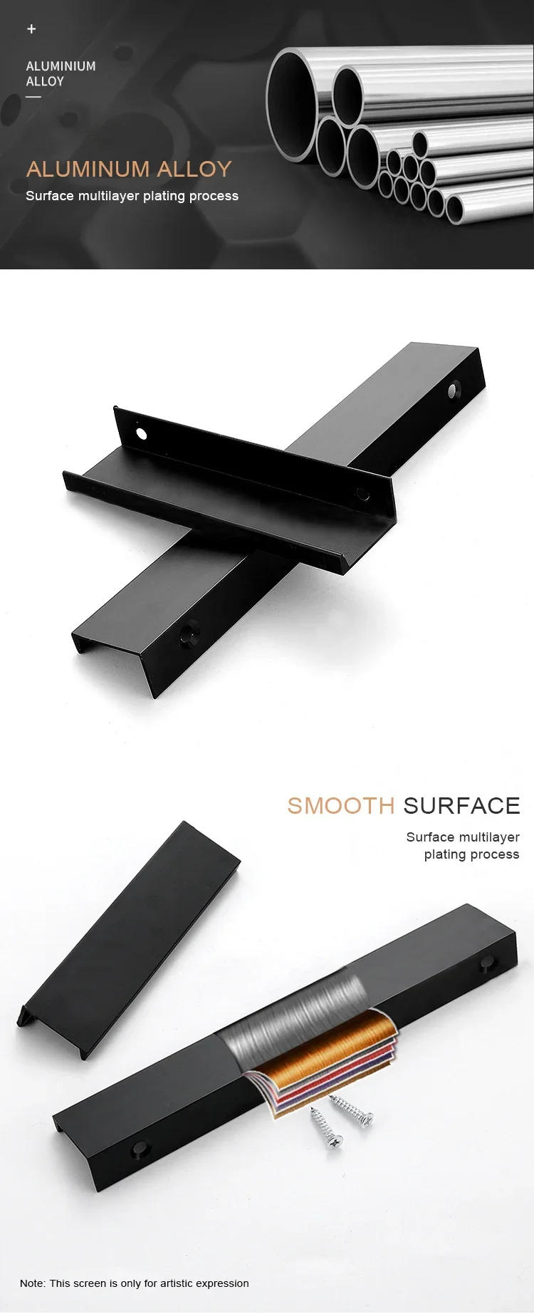 Description Picture 3 of itemHidden Cabinet Pulls Aluminum Alloy bedroom furniture handle Kitchen Cupboard Handles Drawer Knobs Hardware