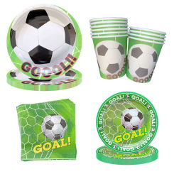 Soccer Party Decoration with Disposable Tableware Paper Plate Cup Napkin Tablecloth Soccer Party Decoration Supplies