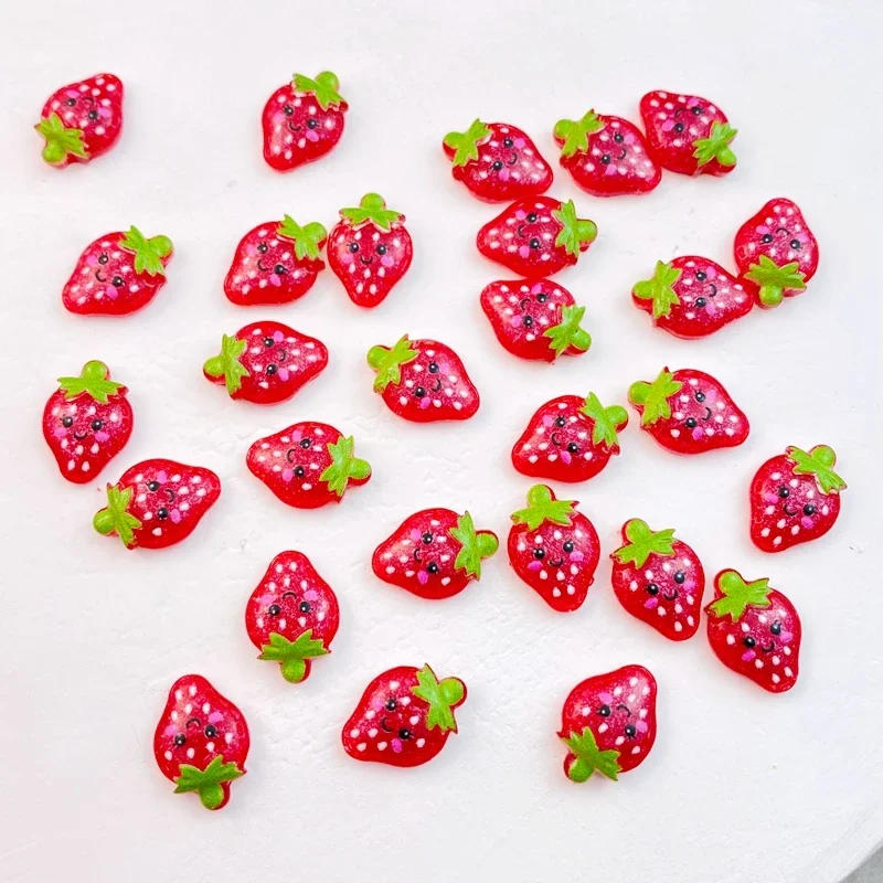 Description Picture 5 of item50Pcs Cute Mini Cartoon Red Strawberry Nail Art Resin Designer Charms Rhinestones DIY Craft For Nail 3D Decorations Jewelry