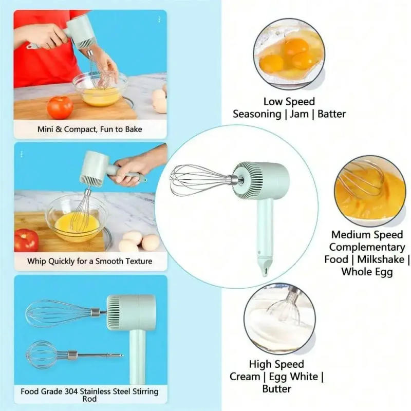 Description Picture 3 of itemUSB Rechargeable MINI Household Cordless Electric Hand Mixer,Handheld Egg Beater With 2 Detachable Stir Whisks