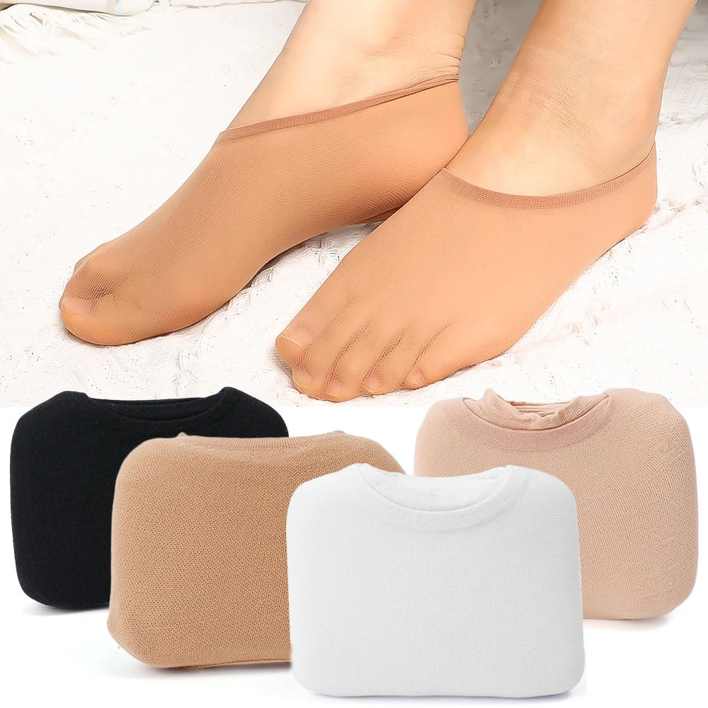 Description Picture 5 of item10/20pairs Transparent Invisible Socks Women Summer Thin Boat Socks Non-slip High Heels Slippers Seamless Ice Silk Ankle Sox