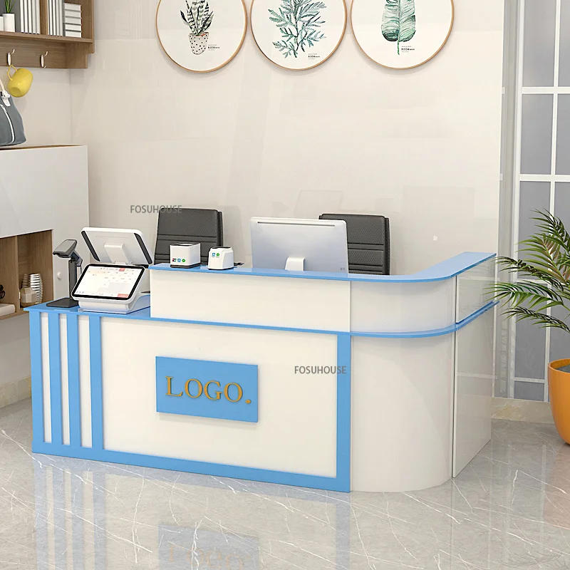 Description Picture 6 of itemModern Simple Company Front Desk Reception Desk Office Furniture Beauty Salon Commercial Cashier Desk Parental Advisory Counter