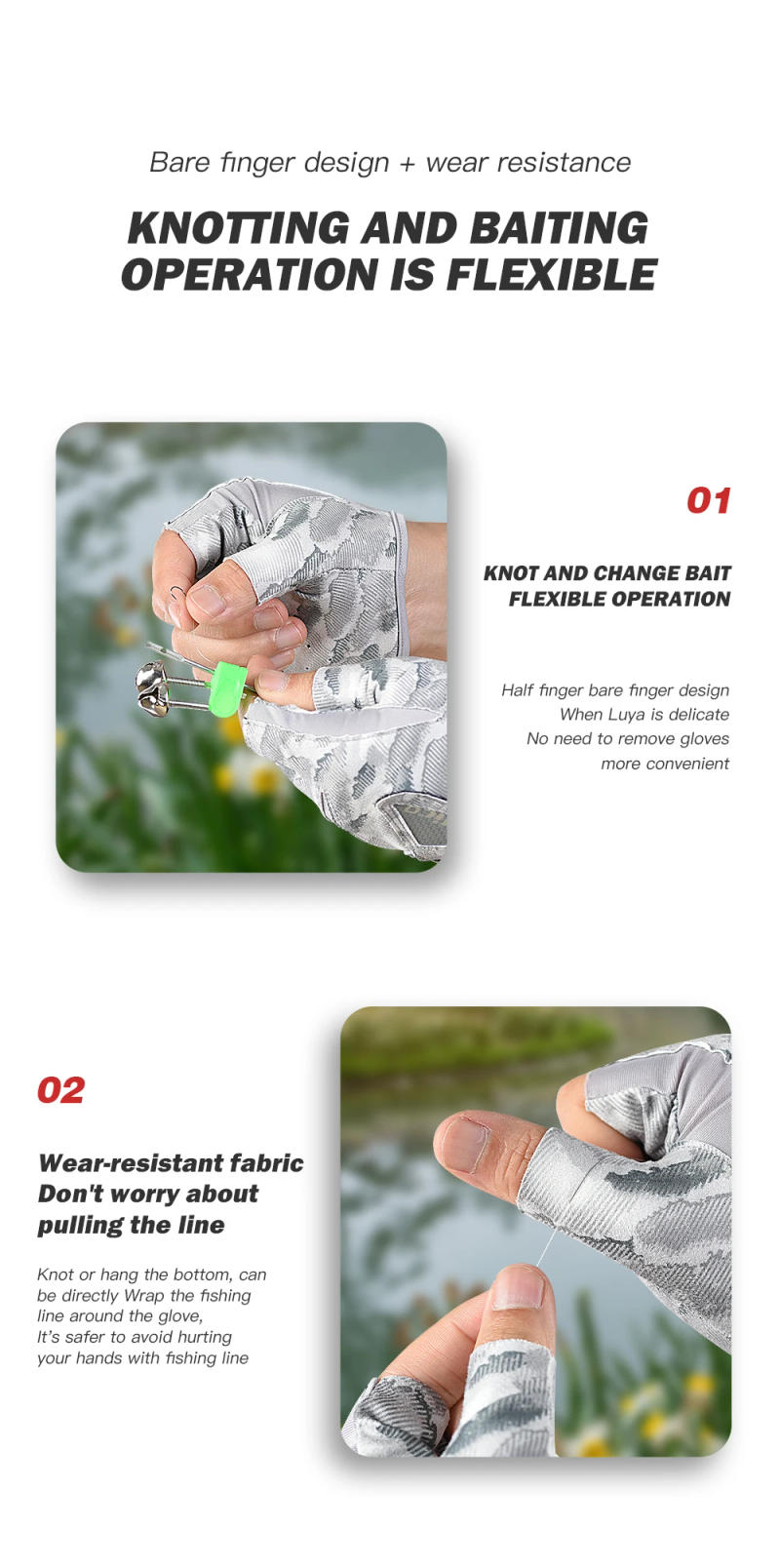 Description Picture 5 of itemKyncilor Half Finger Outdoor Professional Fishing Bicycle Fitness Leisure Sports Gloves Anti Slip Wear Resistant Fishing Gloves