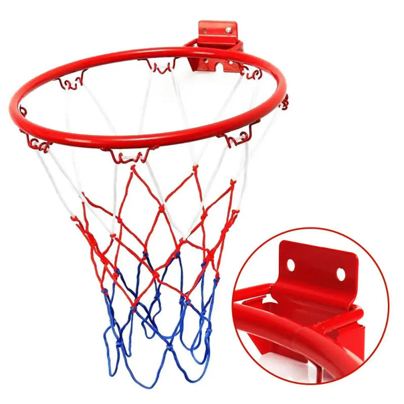 Description Picture 3 of item32cm Wall Mounted Basketball Hoop Netting Metal Rim Hanging Basket Basket-ball Wall Rim W/ Screws Indoor Outdoor Sport