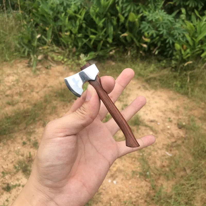 Description Picture 3 of itemDropship 1PCS Stainless Steel Sharp Blade Mini Axe Wooden Handle Fixed Blade Knife Outdoor Camping Survival Tool