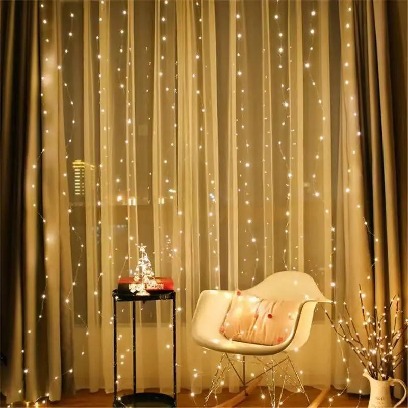 Description Picture 5 of itemUSB Fairy Wreath Lights Warm/white/colorful Remote Control Curtain LED String Light Bedroom Wedding Holiday Christmas Decoration