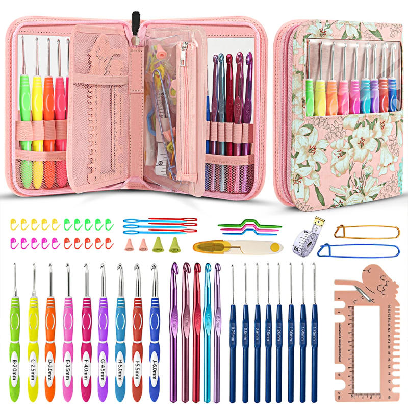 Description Picture 2 of itemCrochet Hooks Set with Case Sewing Knitting Needles Weave Yarn Kits DIY Hand Knitting Art Tools for Crochet Lovers Beginners