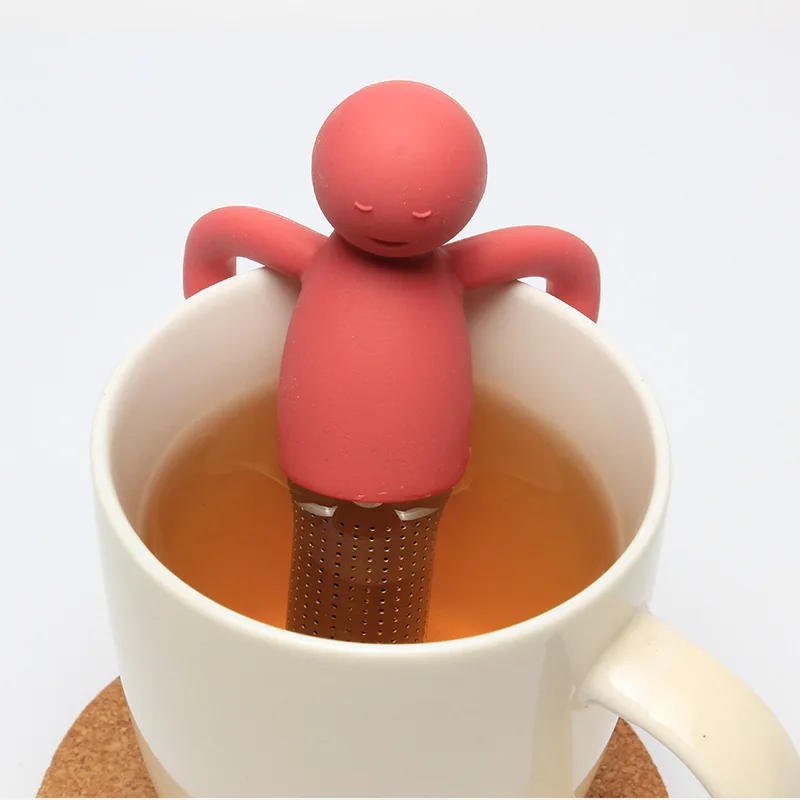 Description Picture 3 of itemCreative Little Man Shape Silicone Stainless Steel Tea Infuser Strainer Sieve Leaf Filter Tea Infuser Silicone Accessories