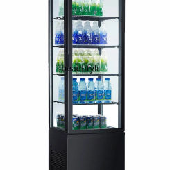 Refrigerated Display Cabinet Four-Side Transparent Glass Cake Beverage Fresh Cabinet Commercial Vertical Freezer