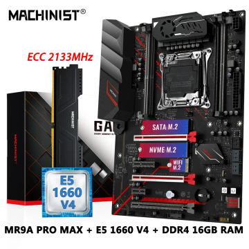 MACHINIST X99 kit Xeon Motherboard LGA 2011-3 Set CPU E5 1660 v4 process ECC 16GB DDR4 RAM Memory  SSD NVME M.2 MR9A PRO MAX