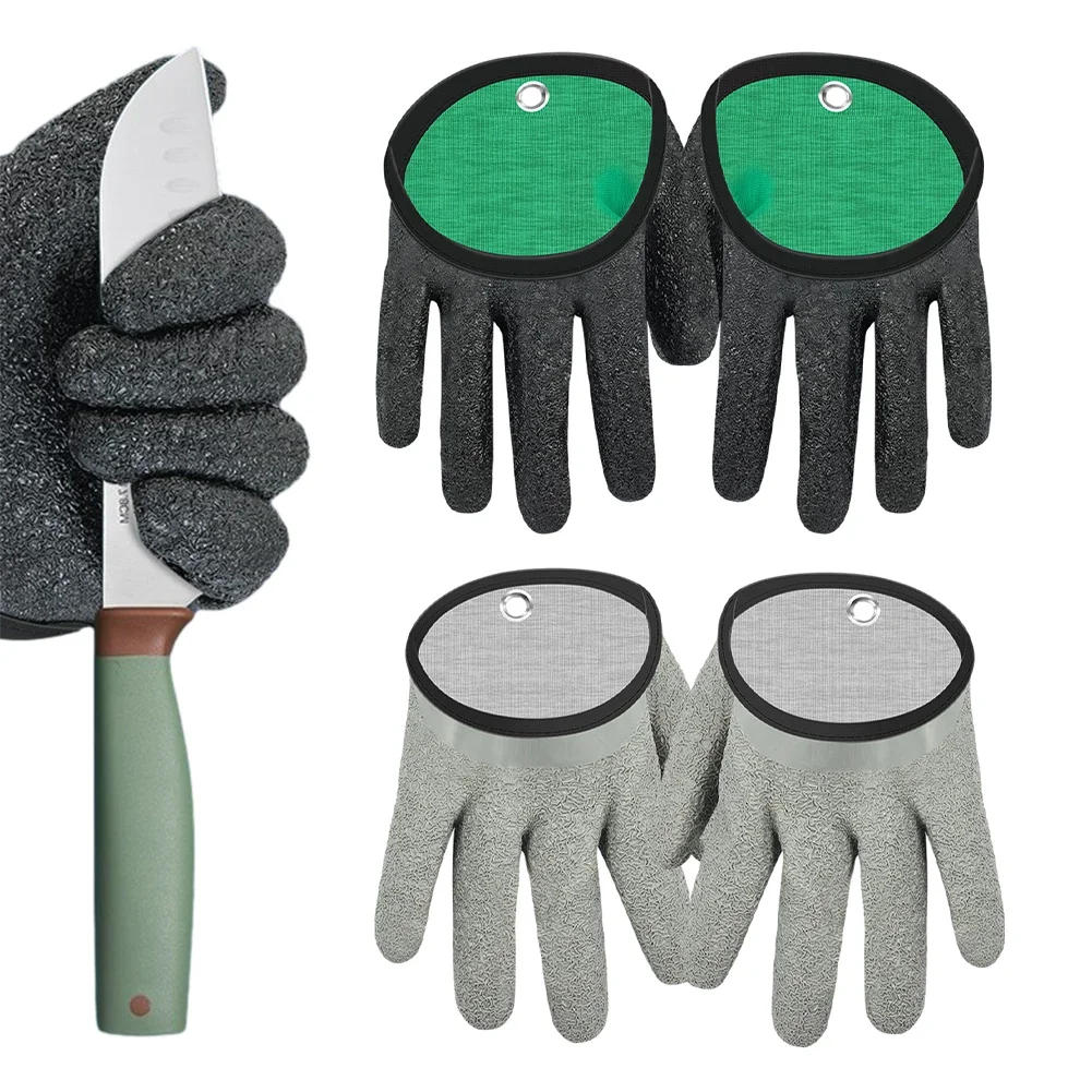 Description Picture 2 of itemFishing Gloves Catch Fish Anti-slip Durabl Knit Full Finger Waterproof Work Cutproof Glove Clasp Left Right Apparel Protect Hand