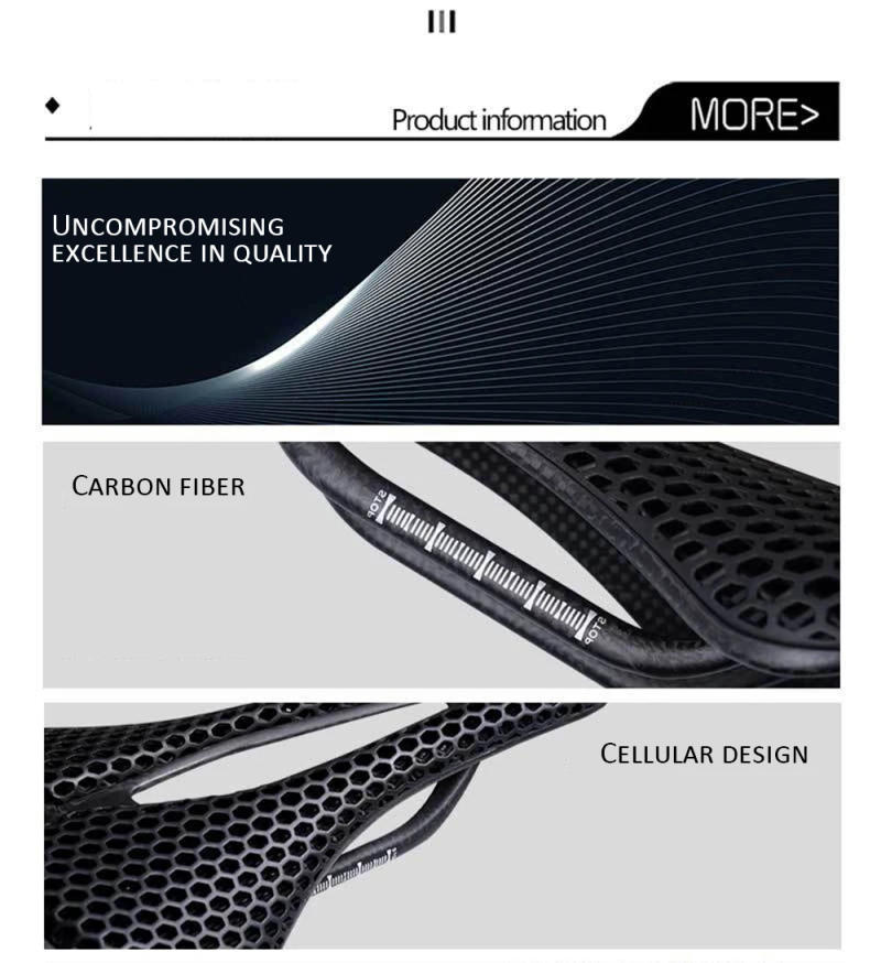 Description Picture 4 of itemCarbon 3D Printed Bike Saddle Ultralight Mtb Road Racing 156G Ergonomic Shockproof Cycling Seat Comfort Bicycle Accessories