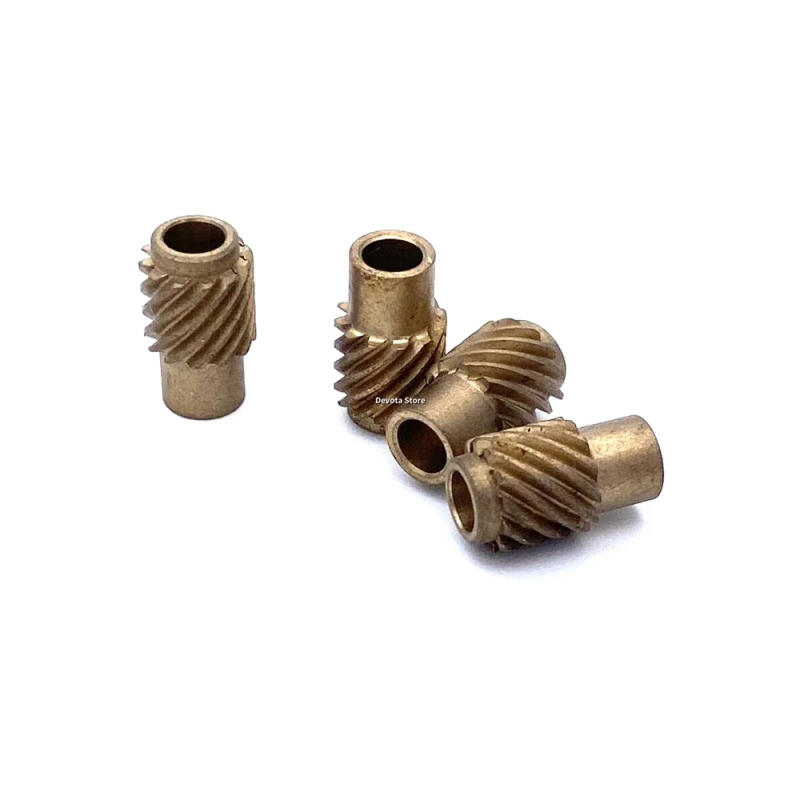 Description Picture 5 of item0.4M 12T 4MM Copper 45-Degree Staggered Helical Copper Model Accessories 90° Right-Angle Turning Gear