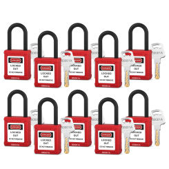 Electrical Insulation Lockout Tagout Safety Padlock with the same key,Nylon Shackle,Zinc Alloy Cylinder,1 Key per Lock