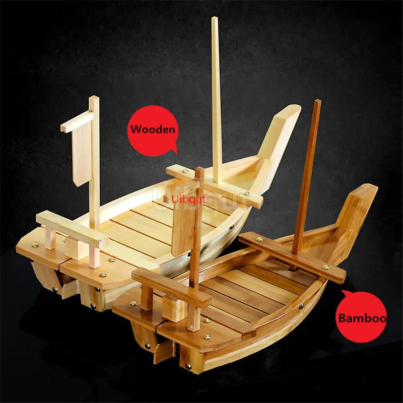 Description Picture 3 of itemBig 40cm to 90cm Japanese Cuisine Sushi Boats tray seafood Tool Wooden Wood Restaurant Handmade ship Sashimi Assorted Cold Dish