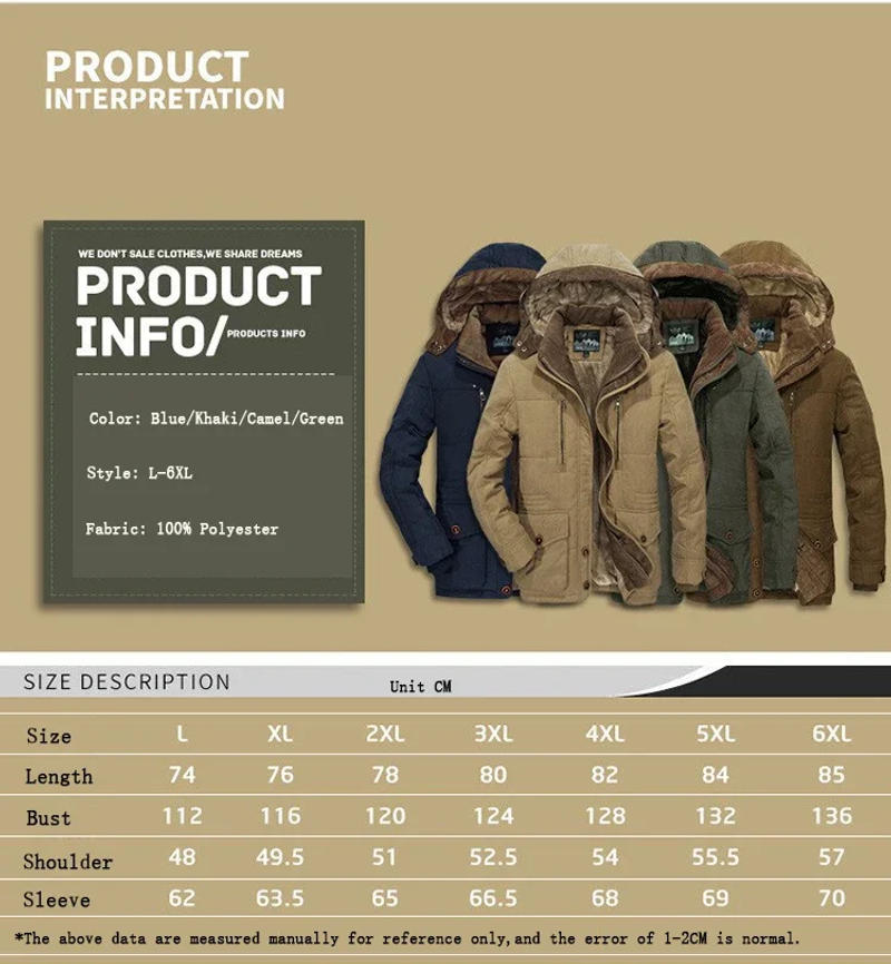 Description Picture 4 of itemMen's outdoor parkas Plus Fleece Thickened  Youth Leisure Windproof Warm Quilted Cotton Clothing New Winter Cotton-padded Jacket