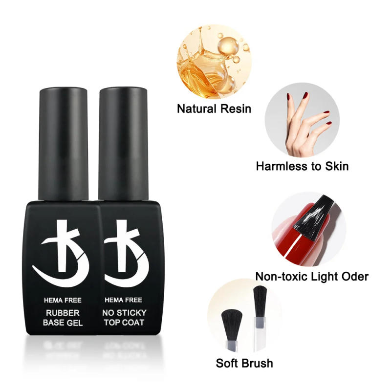 Description Picture 5 of itemKODI JYJ 12ml Hema Free Nail Base Coat Semi-permanent Base Rubber Nails and Super Bright No Wipe Top Gel Polish Manicure Gellac