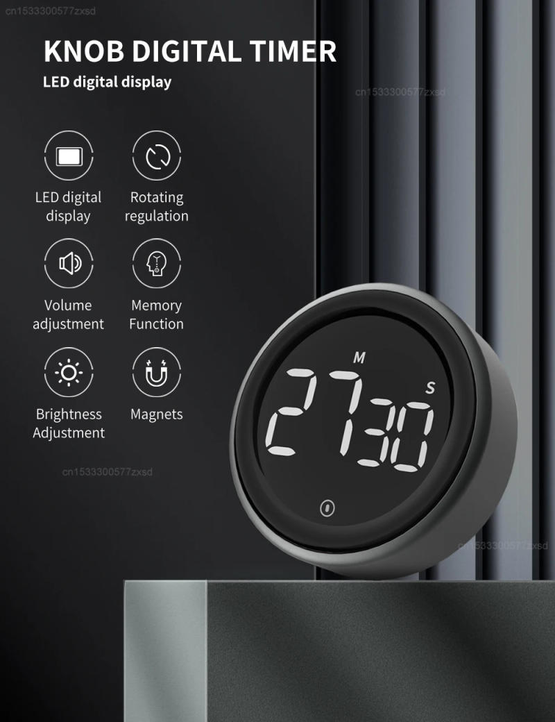 Description Picture 4 of itemXiaomi Digital Countdown Timer with 3 Volume Levels 2 Non-Slip Pads Rotary Mechanical Cooking Timers Cooking Shower Stopwatch