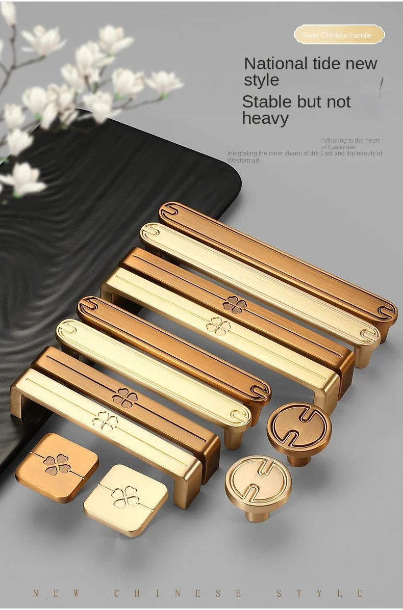 Description Picture 2 of itemVintage Chinese Style Antique Brass Hardware European Style Garden Cabinet Handle Cabinet Knob Door Pull Drawer Hardware