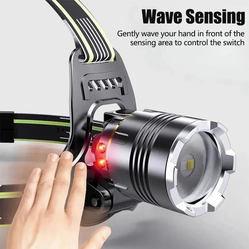 Description Picture 5 of itemWhite+UV Headlamp 395nm Sensor LED Headlight Zoomable USB Rechargeable Head Lamp Ultraviolet Hunting Fishing Camping 18650 Light