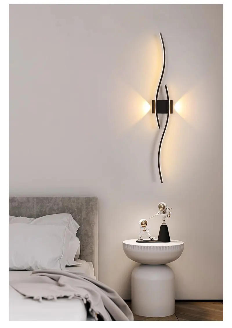 Description Picture 3 of itemCreative LED Wall Lamps for Bedroom Living Room Black White Gold Indoor LED Wall Lights Aluminum Wall Sconce Lighting