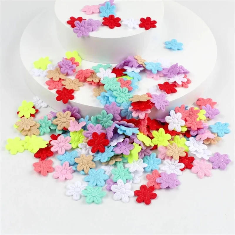 Description Picture 2 of item2cm cloth five-petal flower embossing DIY children's hair accessories hairpin jewelry small flower  cloth accessories 100pcs
