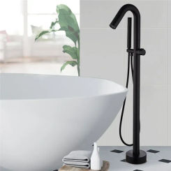 Black Bathtub Faucet Floor Stand Bathtub Mixer 360 Degree Rotation Spout with Handshower Head Bath Mixer Shower