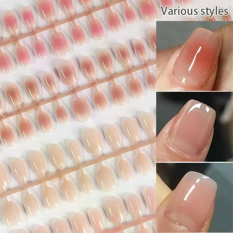 Description Picture 2 of itemNew XS+S+M Size Gradient Short Ballet Nails Set Simple Nude Color False Nails Fake Nail Press On Nails Full Cover Nail