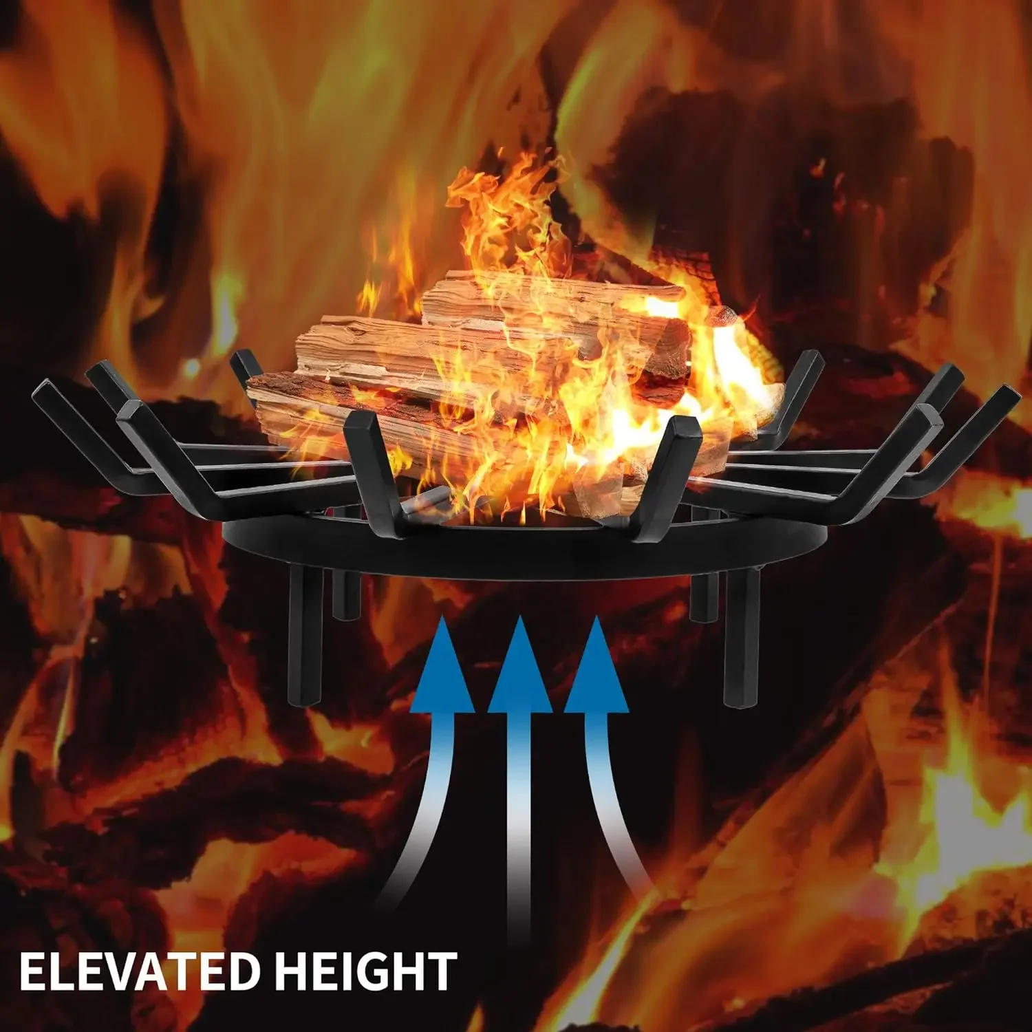 Description Picture 5 of itemAMAGABELI GARDEN & HOME 24in Fire Grate Log Grate Wrought Iron Fire Pit Round Spider Wagon Wheel Firewood Grate Heavy