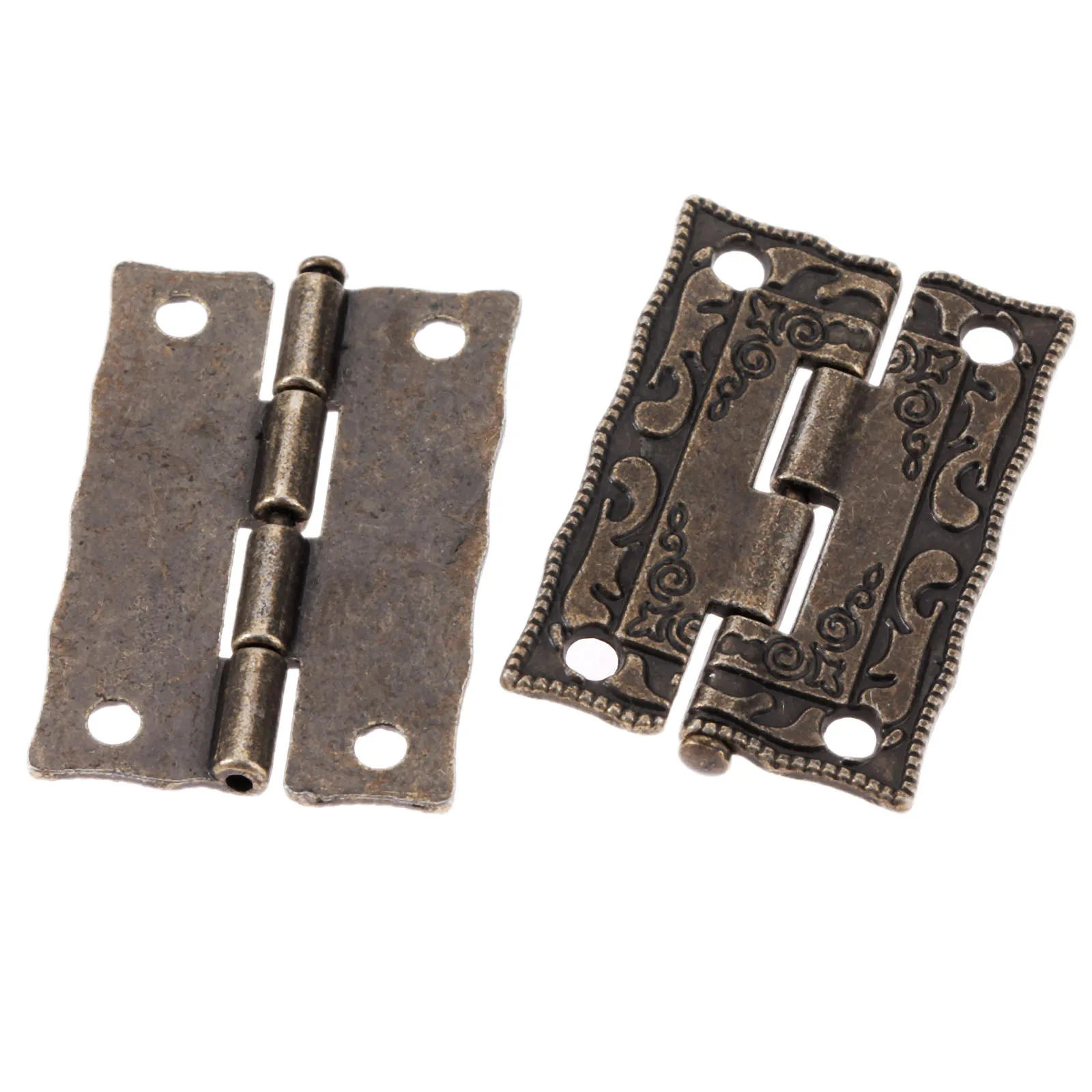 Description Picture 5 of item10pcs 35*23mm Decorative Mini Hinge For Jewelry Wooden Box Antique Bronze Hinges Cabinet Door Drawer Furniture Hardware + Screws