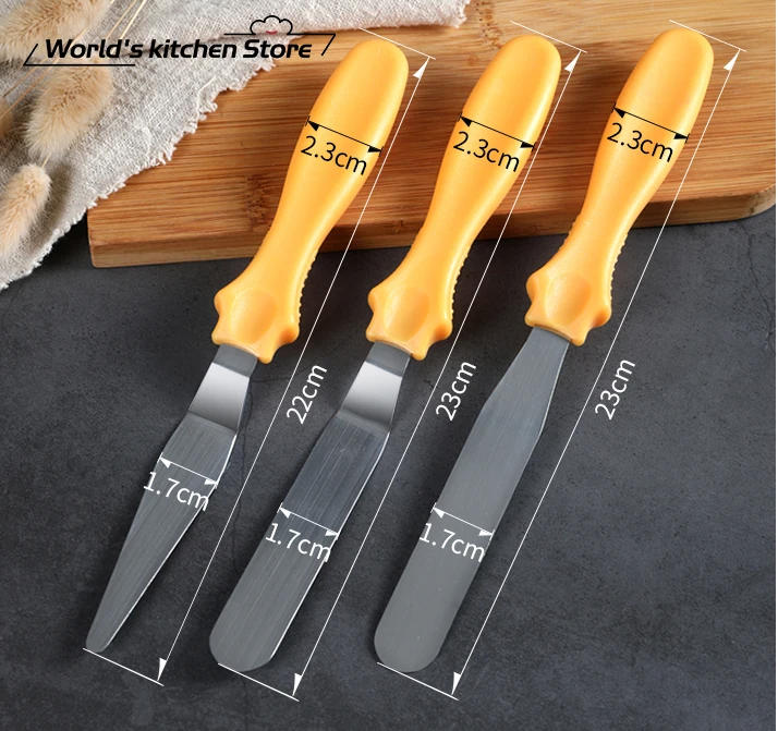 Description Picture 3 of item3pcs/set Blade Angled Espatula Spatula Cake Icing Spatula Smooth Filling Tool Cutter Set Wedding Valentine Baking Pastry Tool