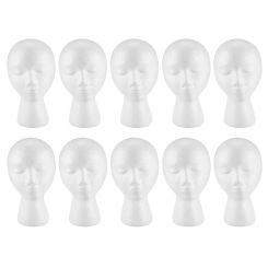 Top Sale 10X Styrofoam Foam Mannequin Wig Head Display Hat Cap Wig Holder White Foam Head