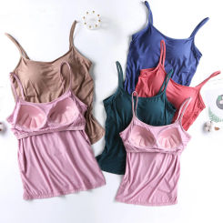 Summer Padded Bra Tank Top Women Modal Underwear Spaghetti Solid Vest Female Camisole Sports Yoga Bra One Piece Bottoming Top