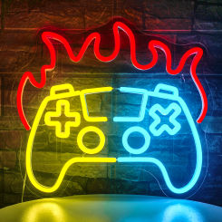 Gamepad Fire Neon Signs For Wall Decor Mix Color Game Room Decoration LED Light For Bedroom Gaming Zone Neon Lamp Gift For Gamer