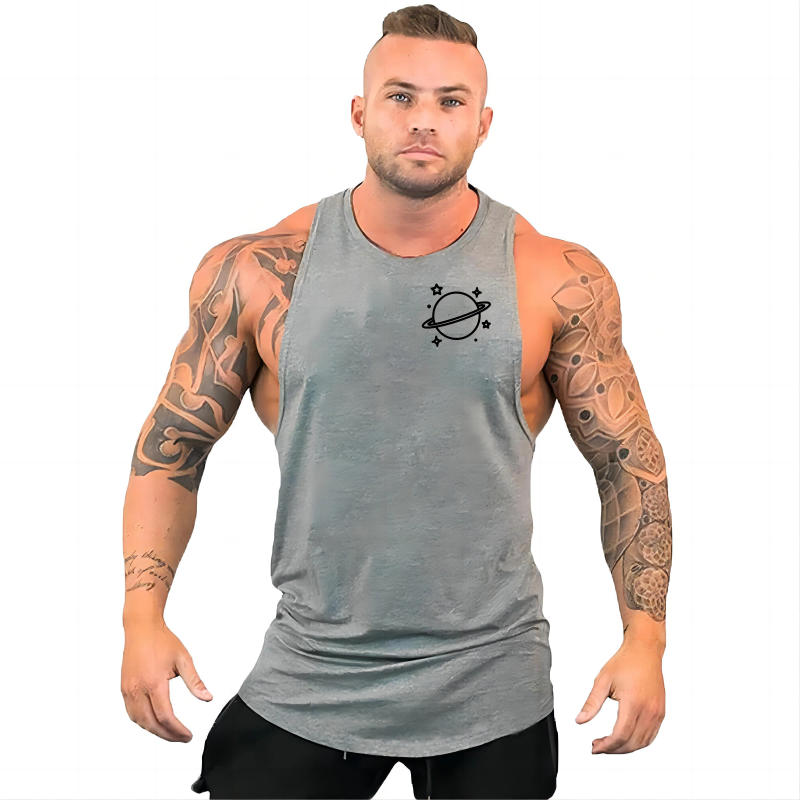 Description Picture 5 of itemFitness Outdoor Top Vest Clothing Men's Vest Fairy T-shirt Sport Running Four Seasons Adult Vest Print Angry handsome man