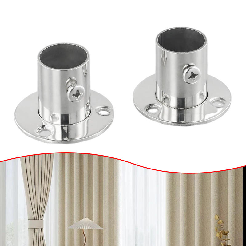 Description Picture 6 of item2PCS Wardrobe Bracket Stainless Steel Rod Socket Flange Rod Holder Closet Rod End Support 19-32mm Shower Curtain Rod Holder