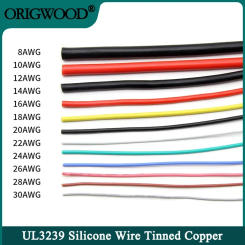 1/5M UL3239 Silicone Wire Tinned Copper 32 30 28 26 24 22 20 18 16 14 12 10 8 AWG 3KV DIY LED Electronic Cable
