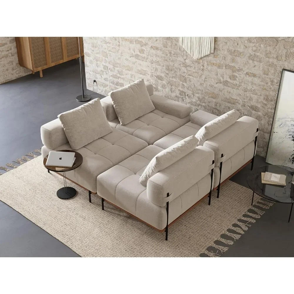 Description Picture 4 of itemChair Mid-Century Modern Minimalist Free Combination U/L Shaped Reversible Couch for Living Room Furniture Home