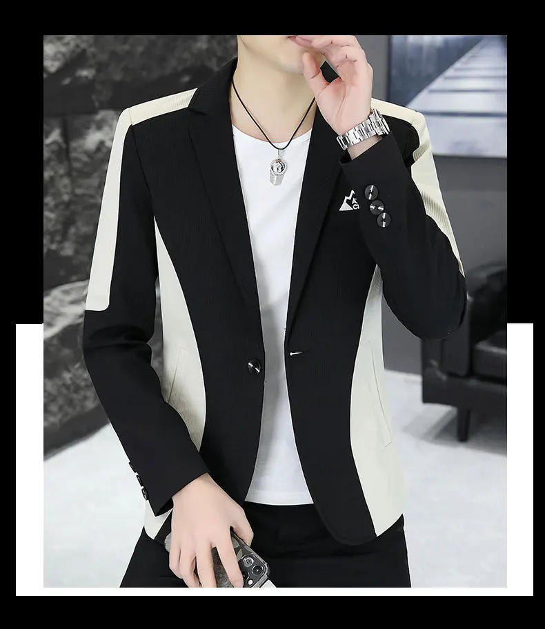 Description Picture 5 of itemThe Main Promotion of New Fashion Casual Color Pattern Small Suit Matching Personality Comfortable Handsome Men's Clothing