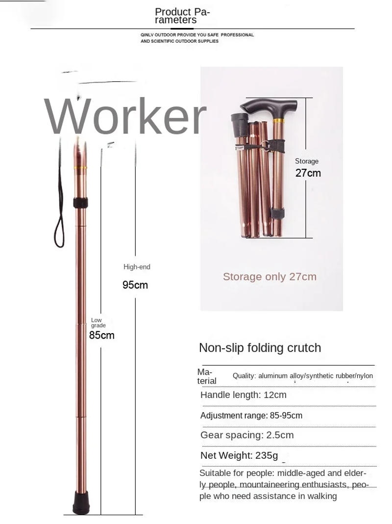 Description Picture 5 of itemFoldable Walking Stick Lightweight 4-Section Hiking Crutches Non-Slip Telescopic Aluminum Baton For Trekking Hiking Travel