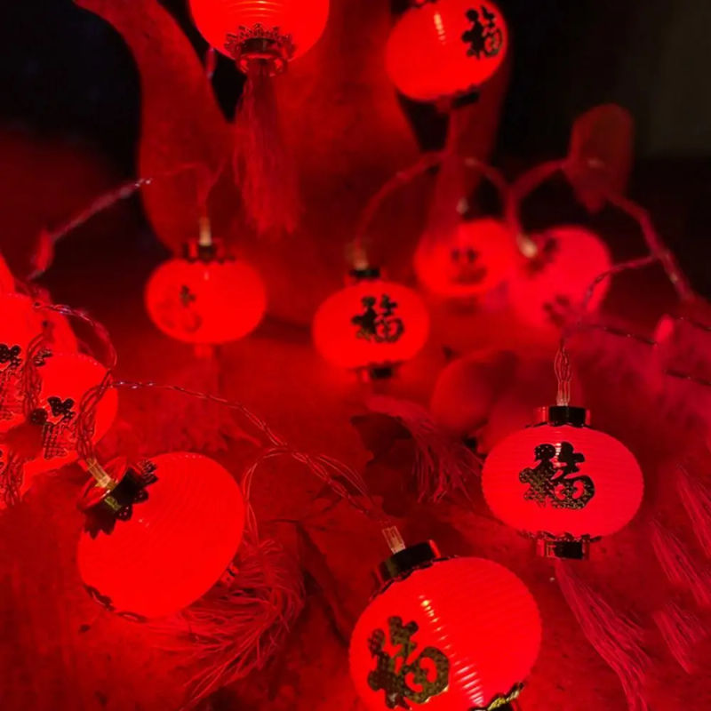 Description Picture 6 of itemDecorative Chinese Lantern String Traditional Fu Character Spring Festival LED Lights String Red Chinese Style
