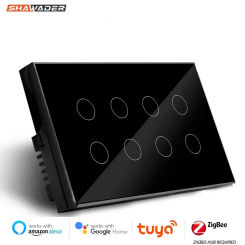 Shawader Zigbee Smart Switch Interruptor Glass Panel 8/10 Gang 147 Touch Sensor Light Wall Tuya App Remote by Alexa Google Home