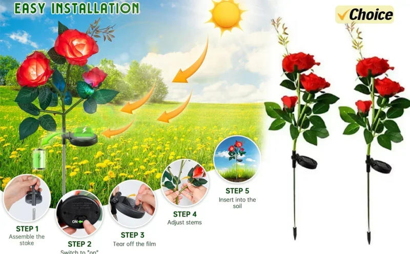 Description Picture 4 of item1-4PCS Solar LED Light Outdoor Solar Wall Light IP65 3000K Garden Light Solar Spotlights Solar Uplights for Trees Pathway Yard